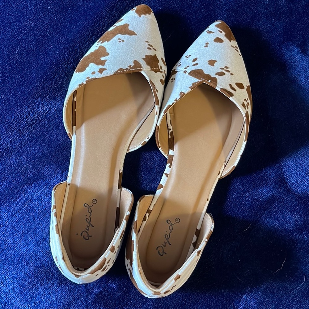 Qupid cow print shoes